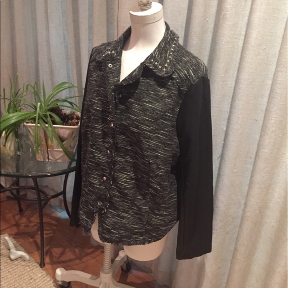 New Direction jacket with studs & raw edges  - XL Black & grey Like New